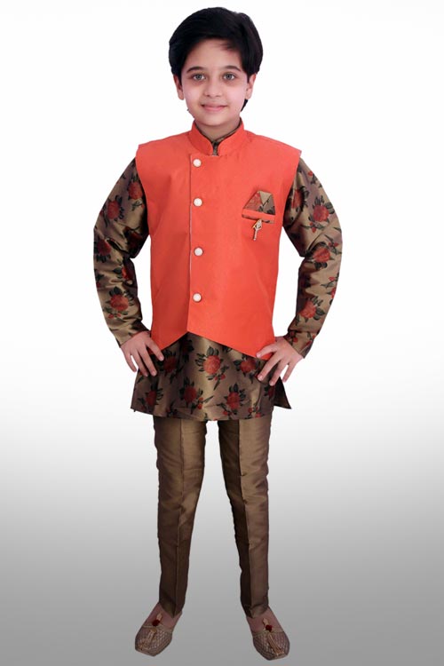 Jacket with Printed Kurta Pyjama