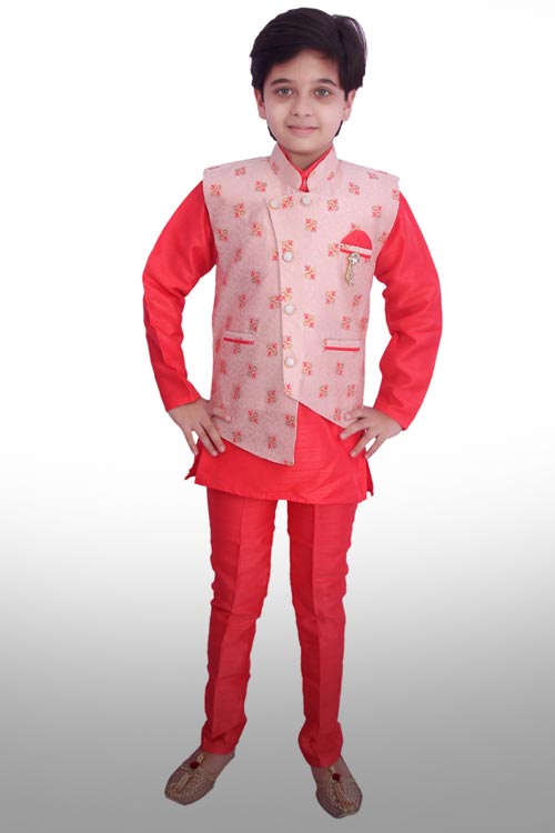 Jacquard Printed Jacket with Kurta Pyjama