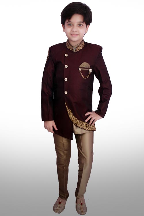 Asymmetrical Embroidery Jacket With Kurta Pyjama