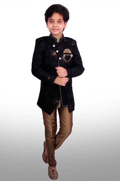 Printed Jacket with Silk Kurta Pyjama