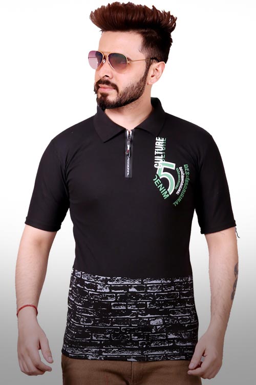 Black Mix & Match Polo T-Shirt