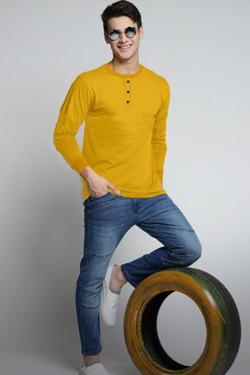 Band neck Full Sleeve T-Shirt