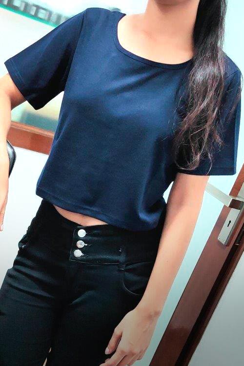 Navy Blue Crop Top