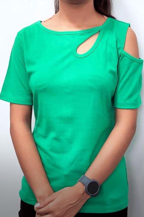 Green Stylish Neck Top