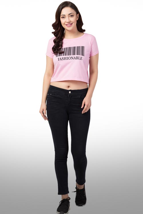 Pinkish Fashionable Crop Top